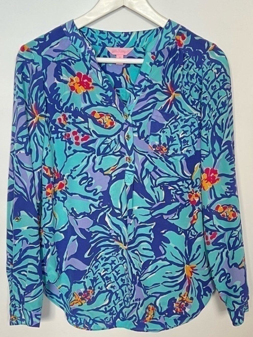 Lilly Pulitzer 100% Silk Del Ray Tropical Tunic XS
